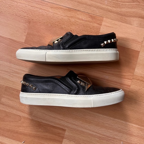 Givenchy Black Leather Slip-Ons with Gold stud embellishments Accents - Picture 5 of 14